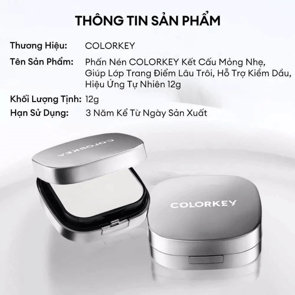 Phấn Phủ Dạng Nén Colorkey Kiềm Dầu Mịn Lì Long Lasting Oil-Control Airy Power 12g