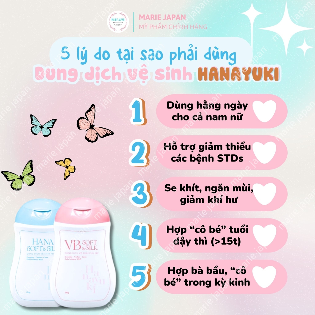 Dung Dịch Vệ Sinh Phụ Nữ Hanayuki Làm Sạch Khử Mùi Vùng Kín Soft & Silk 150ml