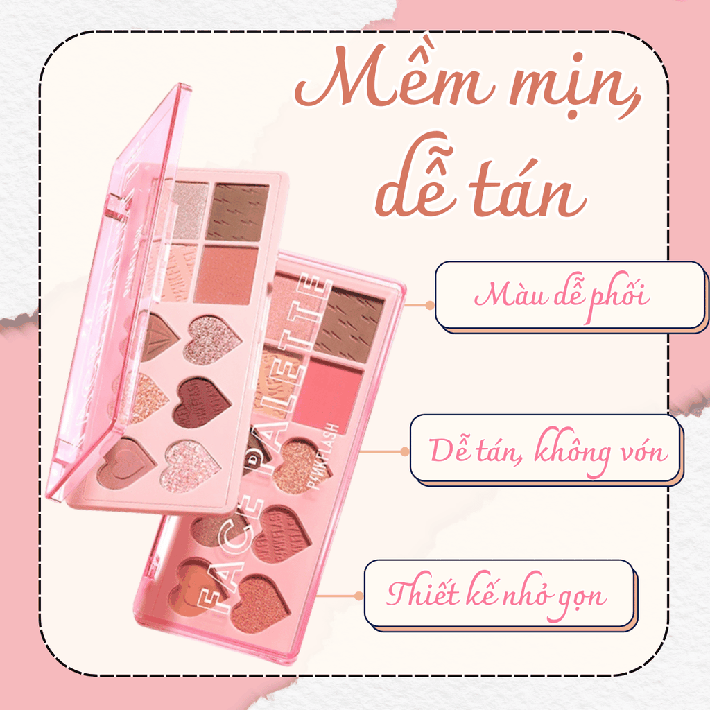 Bảng Phấn Mắt Má Đa Năng 10 Ô Pinkflash Mịn Lì Màu Siêu Đẹp, Full Face Tiện Lợi Multi Face Palette M02 120g