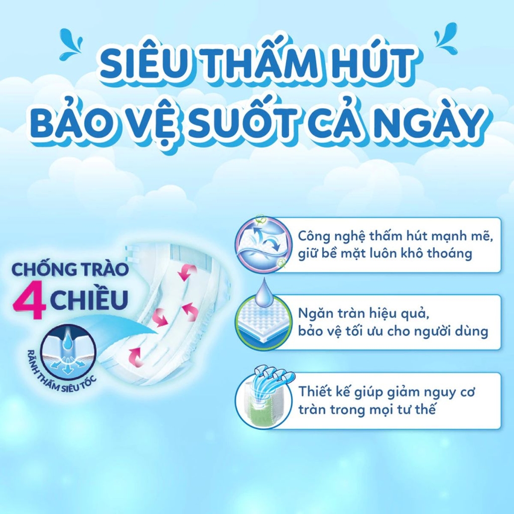Tã/Bỉm Dán Người Lớn Unicharm Caryn Siêu Thấm Chống Tràn Khô Thoáng Nhật Bản