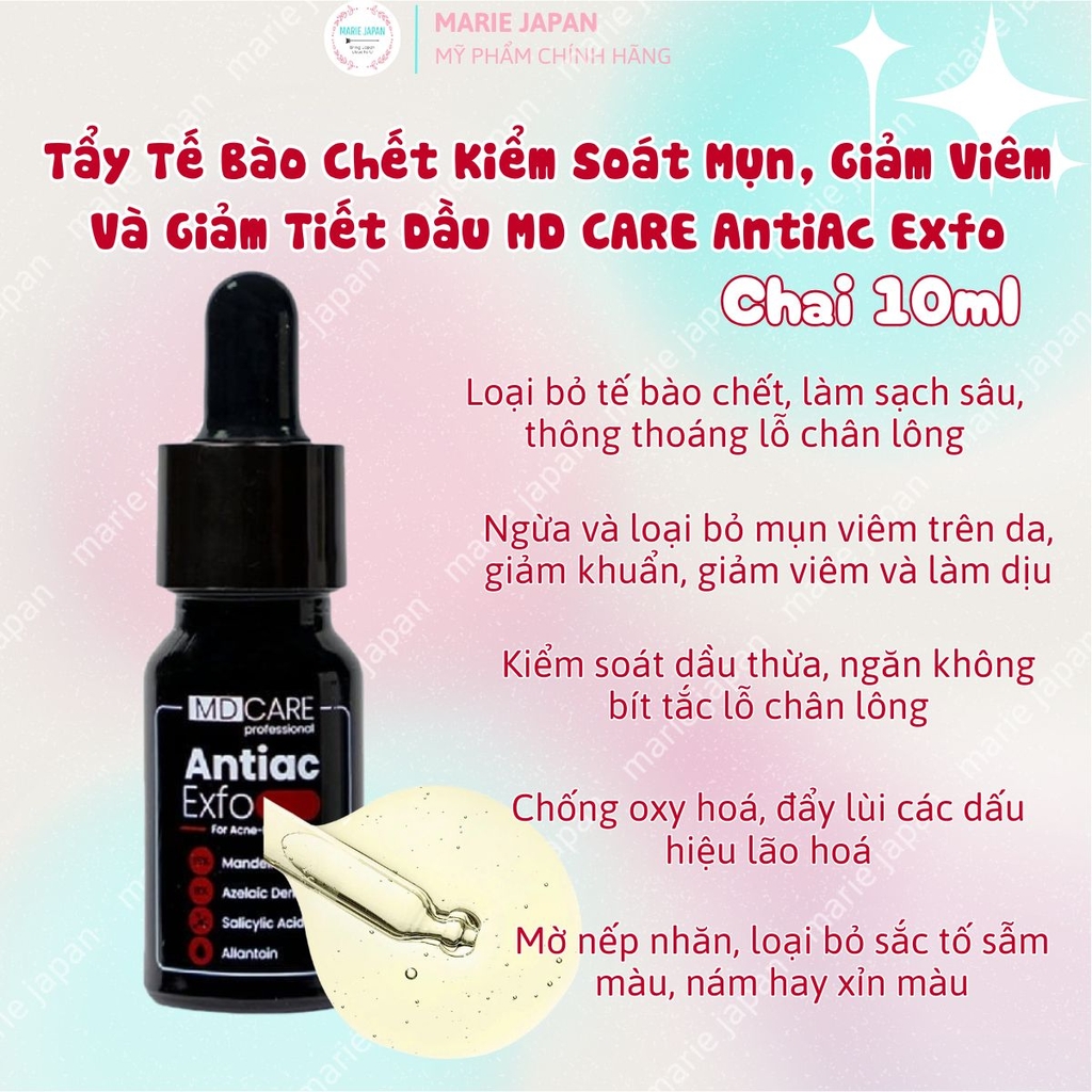 Tẩy Tế Bào Chết MD Care Exfo Mandelic 10% Sạch Sâu Cấp Ẩm Sáng Da Mờ Thâm 10ml