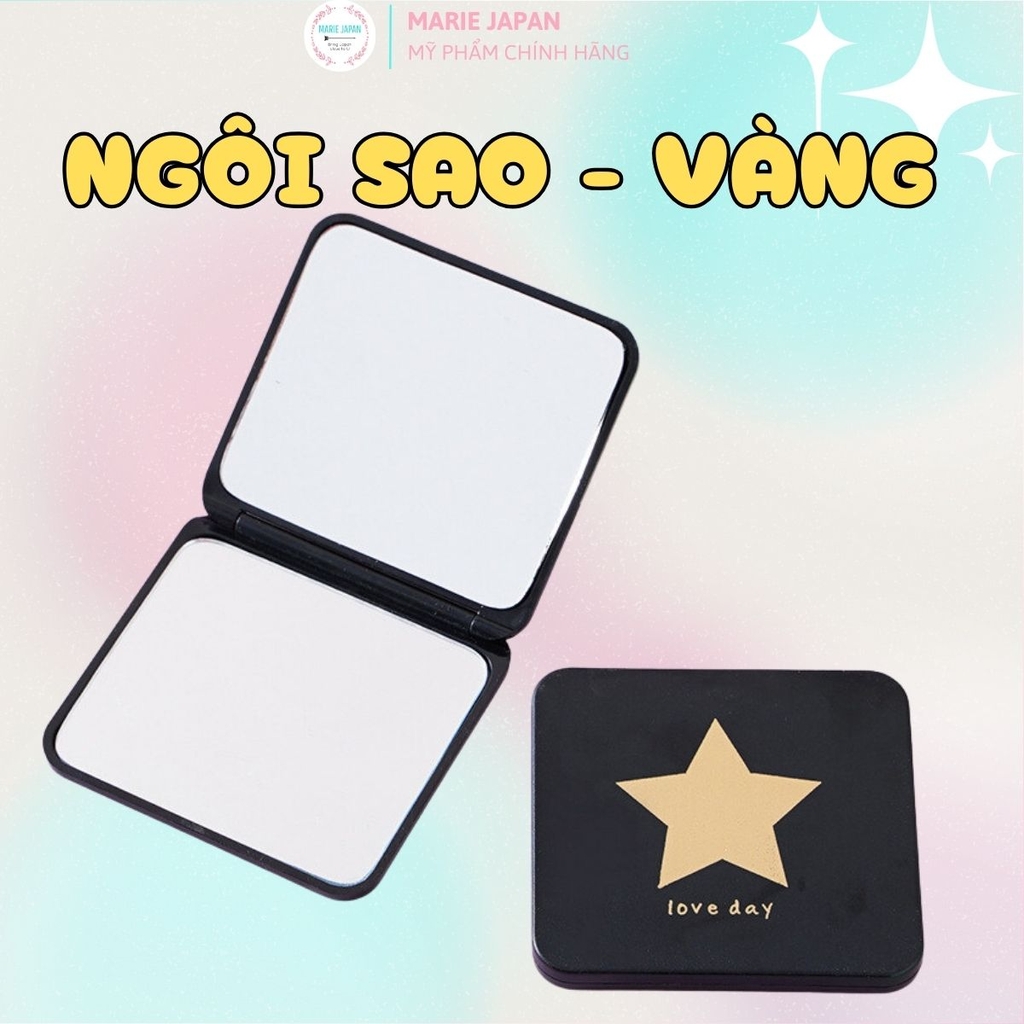 Gương Vuông Đen Vỏ Nhám Love Day Nhiều Hình Cute - Giao Màu Ngẫu Nhiên