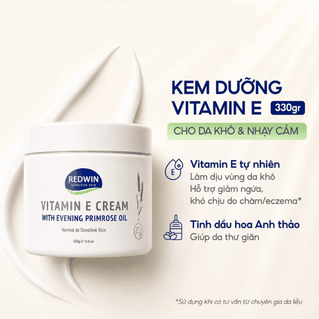 Kem Dưỡng Ẩm Redwin Vitamin E Cream Siêu Mềm Mịn Phục Hồi Da MẪU MỚI 330g
