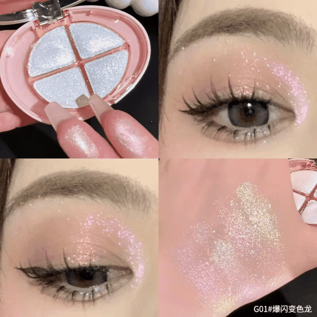Phấn Mắt 4 Ô Gogotales Nhũ Mịn Lì Siêu Bắt Sáng Căng Bóng Lâu Trôi Glittering Colorful GT733 4,8g