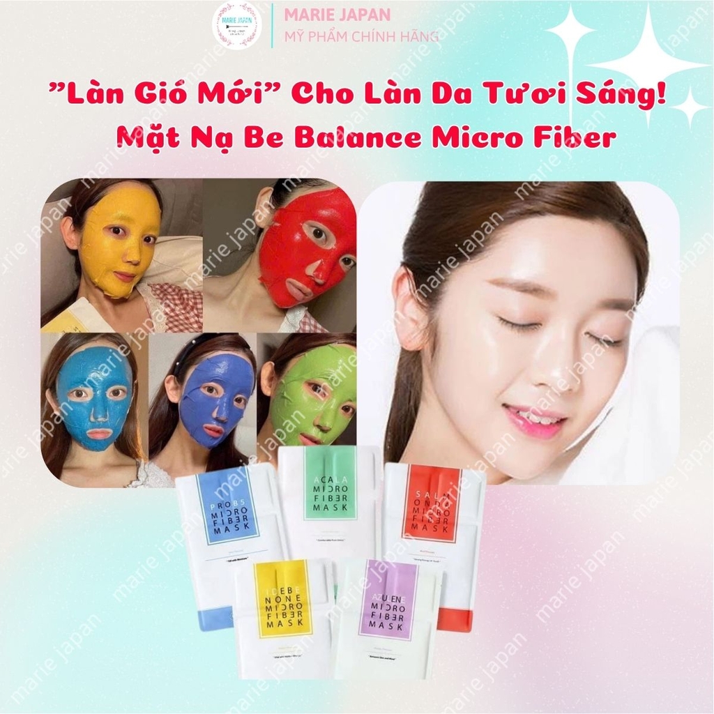 Mặt Nạ Vải Vi Sợi Be’Balance Micro Fiber Cấp Ẩm Làm Dịu Da Phục Hồi Tổn Thương Hàn Quốc FULL Hộp 10 Miếng