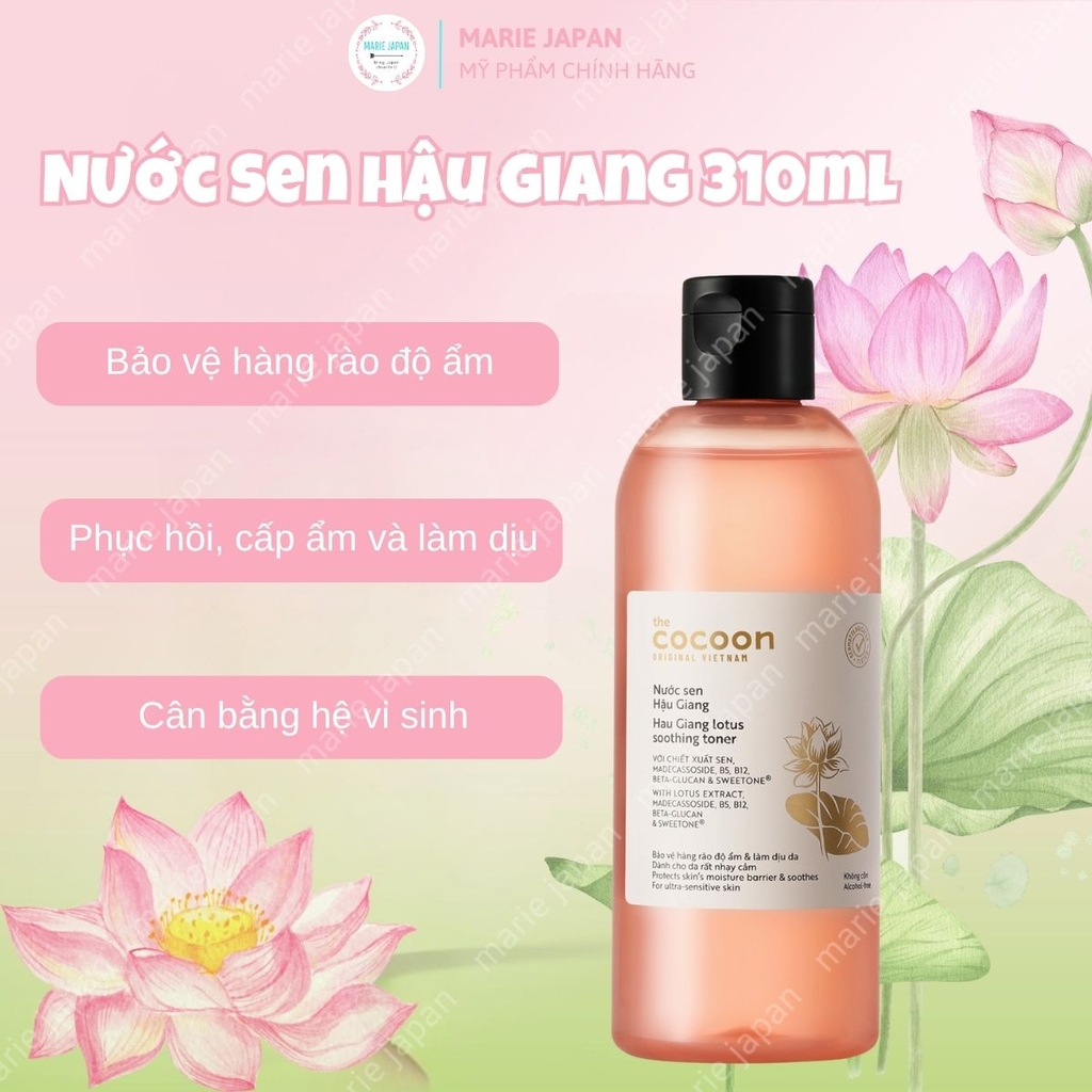 Combo Cocoon 2 Món 1 Nước Tẩy Trang Sen Hậu Giang 500ml + 1 Toner Sen Hậu Giang 310ml