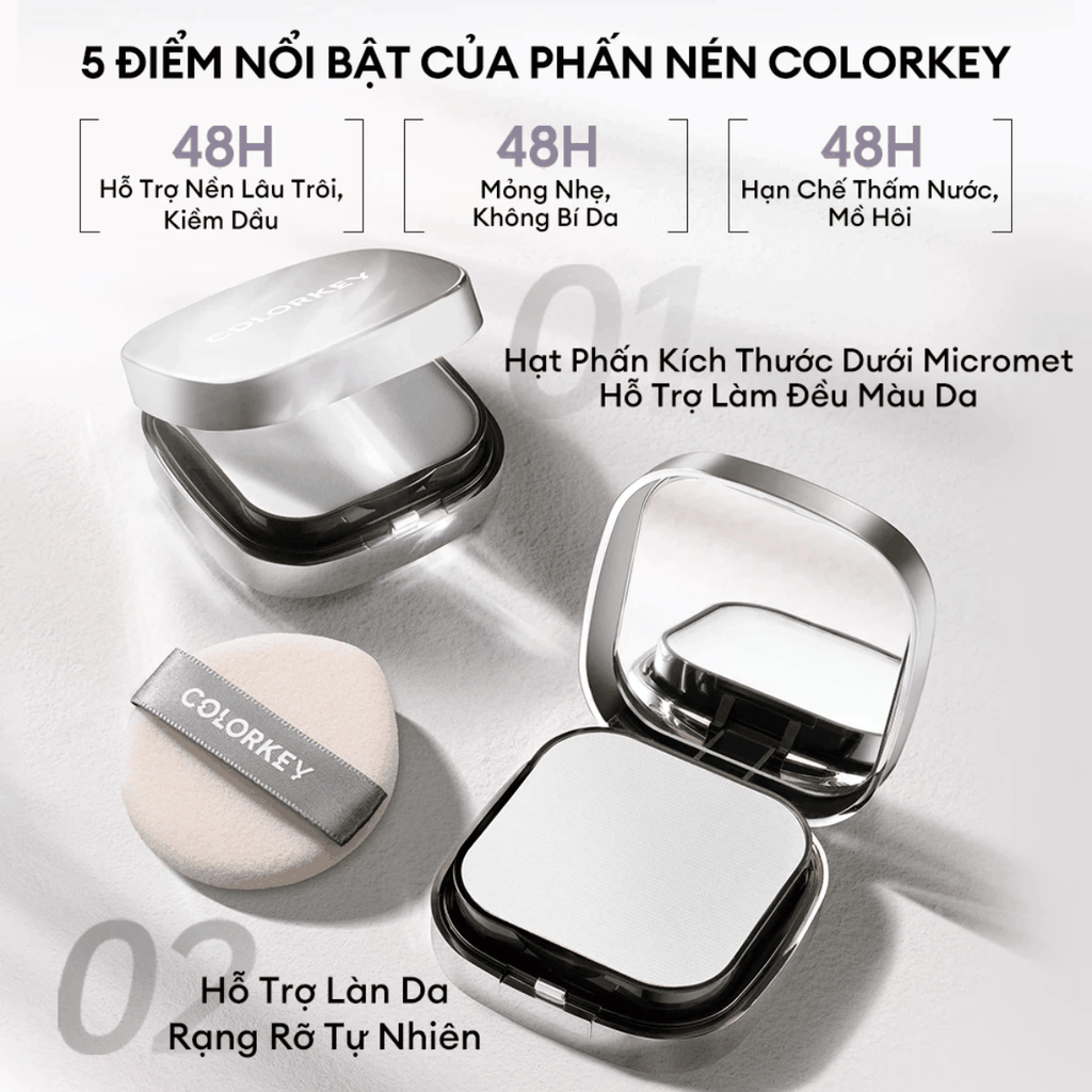 Phấn Phủ Dạng Nén Colorkey Kiềm Dầu Mịn Lì Long Lasting Oil-Control Airy Power 12g