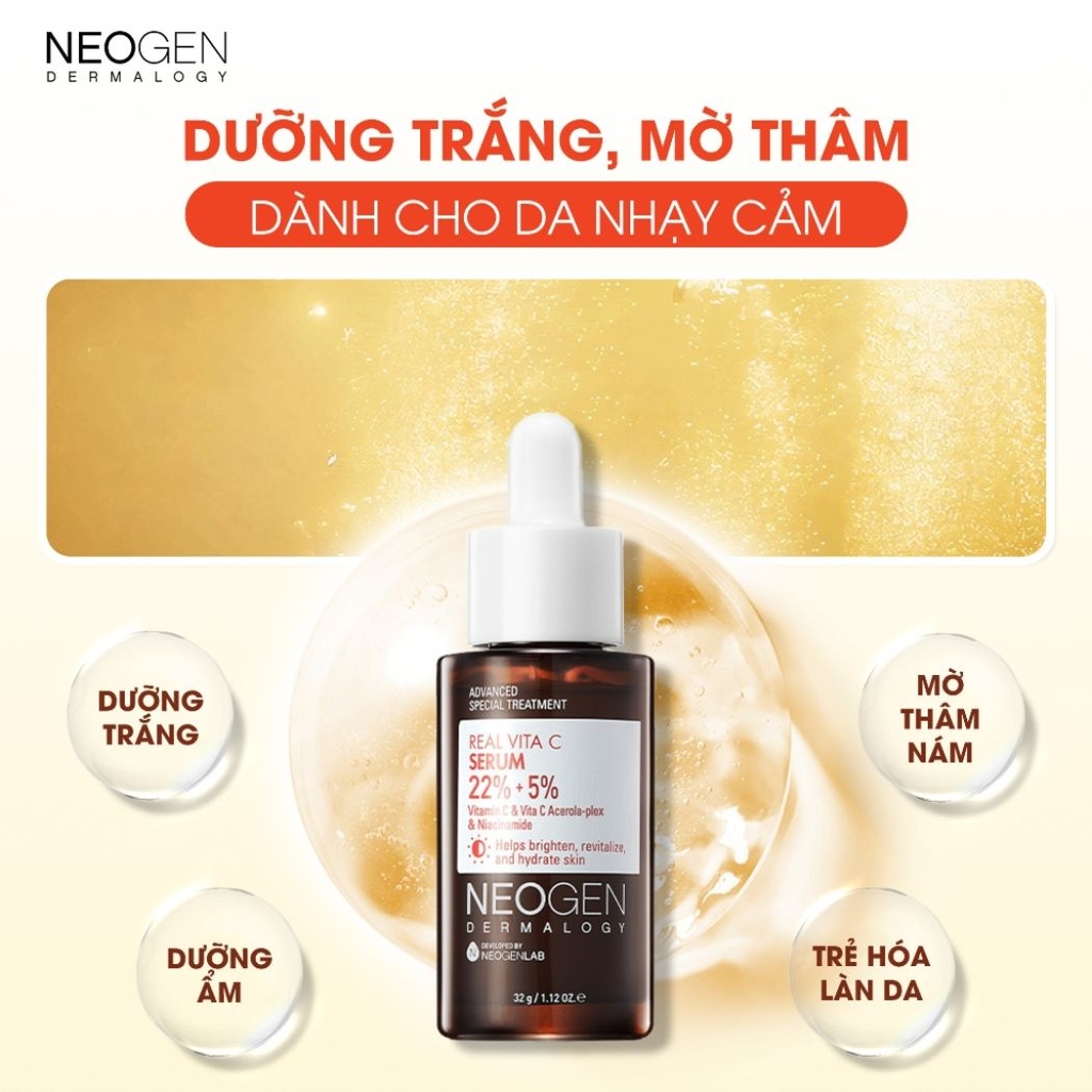 Serum Neogen Dermalogy Vitamin C 22% Sap + 5% Niacinamide Real Vita C Sáng Da Mờ Thâm Hàn Quốc 32ml