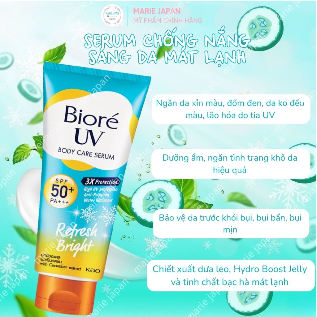 Serum Chống Nắng Body Bioré UV Dưỡng Ẩm Sáng Hồng Mịn Màng Mát Lạnh SPF 50+/PA+++ Nhật Bản
