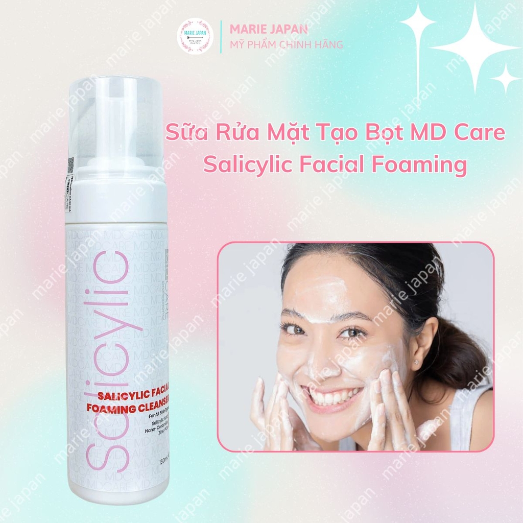 Sữa Rửa Mặt MD CARE  BHA Dạng Bọt Sạch Sâu Kiềm Dầu Giảm Mụn Cho Da Dầu Mụn Nhạy Cảm 150ml