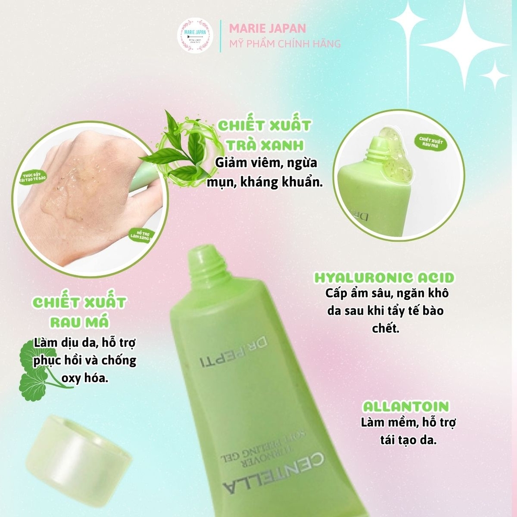 Tẩy Tế Bào Chết Mặt Dr.Pepti Centella Turnover Soft Peeling Gel Dịu Nhẹ Sạch Sâu Dưỡng Ẩm Sáng Da Hàn Quốc Tuýp 30ml