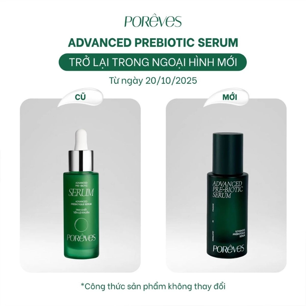 Serum Porêves Advanced Pre-Biotic Dưỡng Ẩm Phục Hồi Làm Dịu Da Chai 30ml