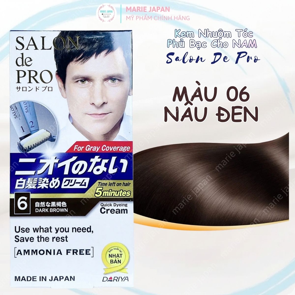 Kem Nhuộm Tóc Cho NAM Salon De Pro Phủ Bạc Tự Nhiên Không Mùi Cao Cấp Nhật Bản