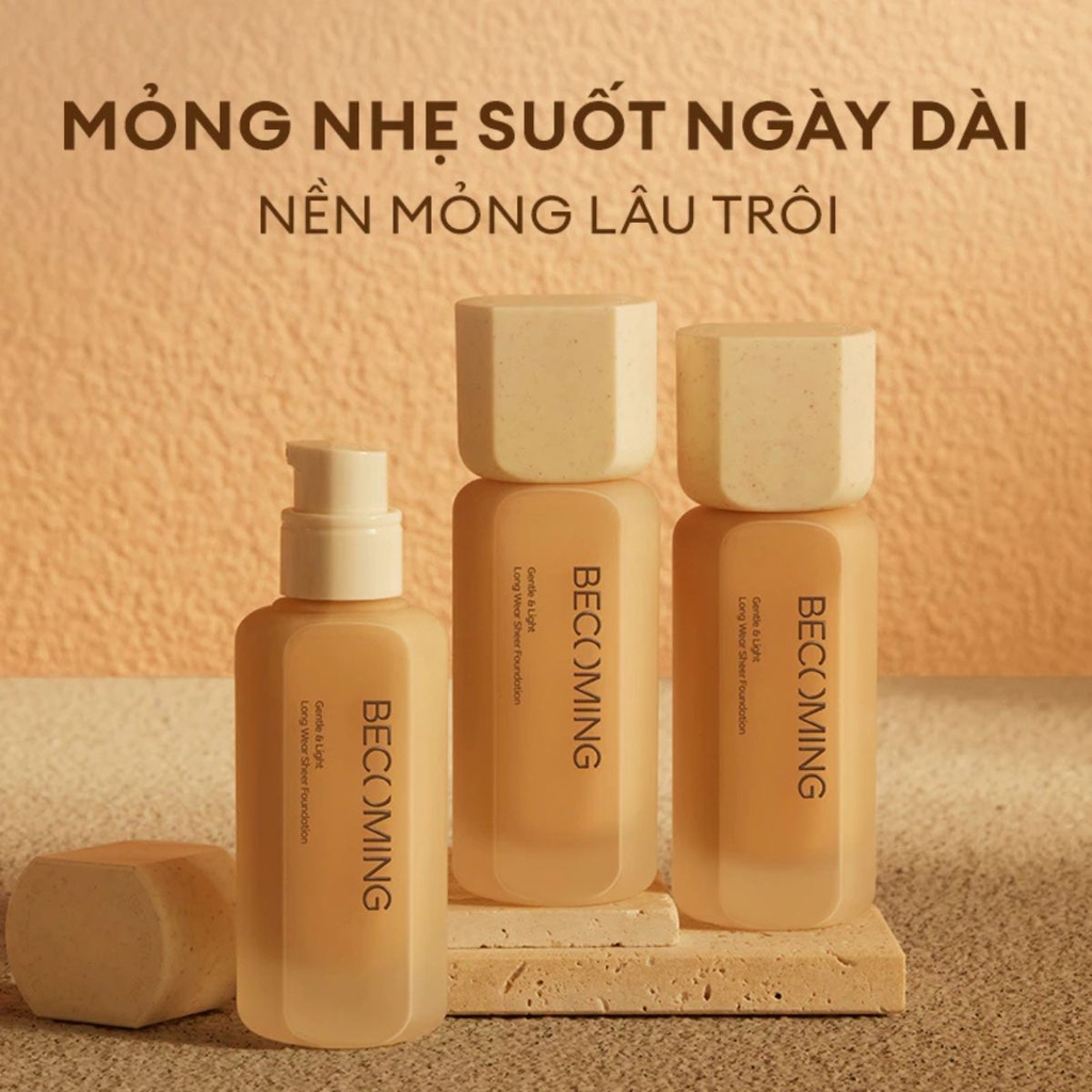 Kem Nền Dạng Lỏng BECOMING Mỏng Nhẹ Bền Màu Lâu Trôi Tự Nhiên Long Wear Sheer Foundation 12g