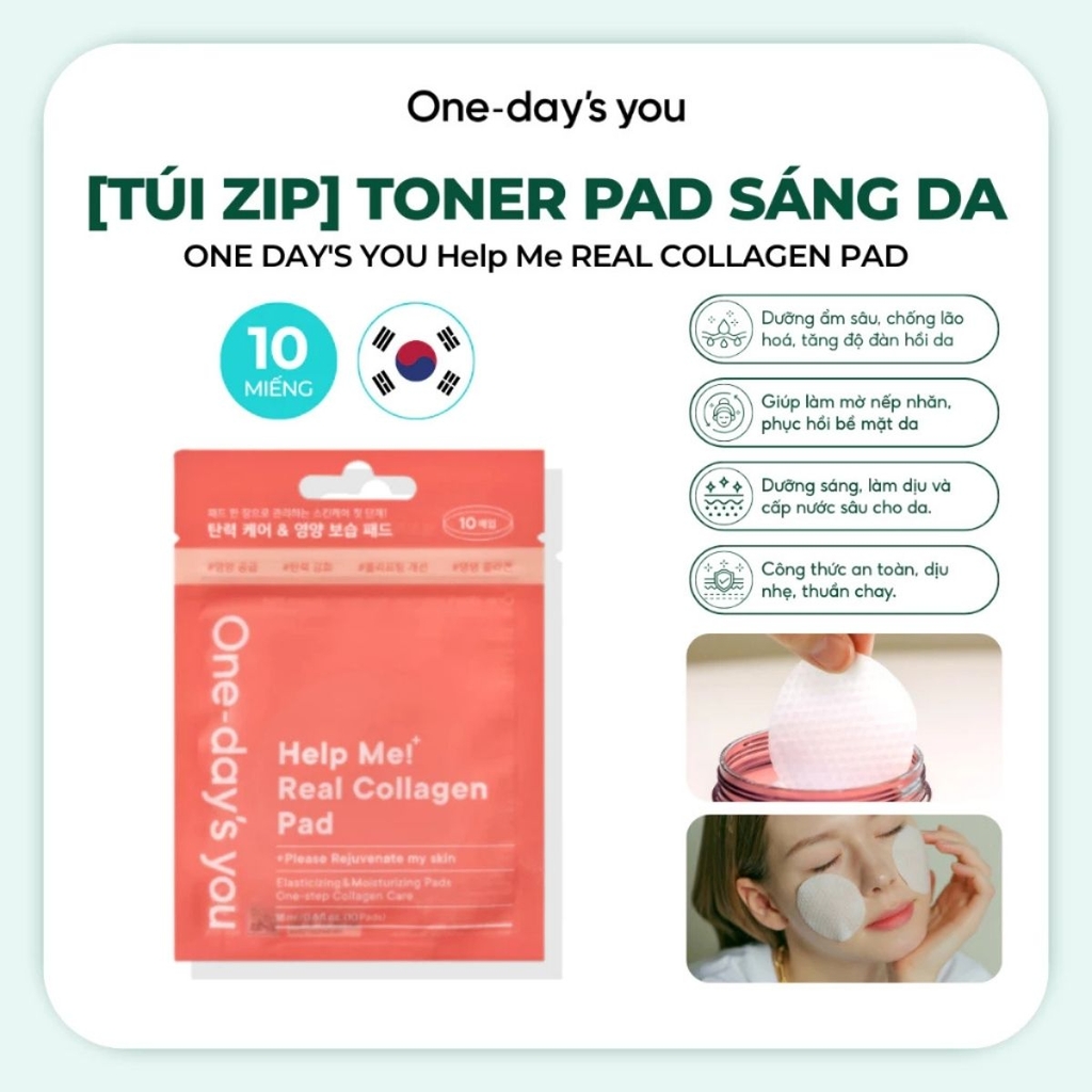 Toner Pad One Days You Help Me Dacto Pad Làm Sạch Sâu Dưỡng Ẩm Giảm Mụn Mờ Thâm Hàn Quốc