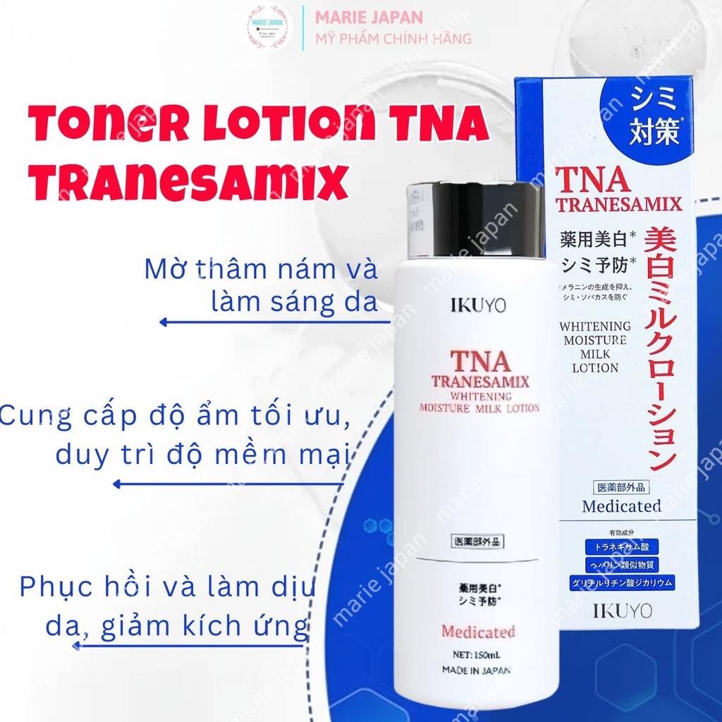 Toner TNA Tranesamix  Dưỡng Ẩm Sáng Da Mờ Thâm Nám Whitening Moisture Milk Lotion Nhật Bản Chai 150ml