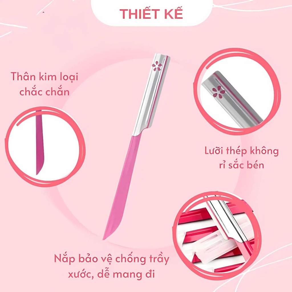 Dao Cạo Lông Mặt Kai S Select Beauty M 742 Thép Không Gỉ Tiện Lợi An Toàn Nhật Bản Set 5 Cây