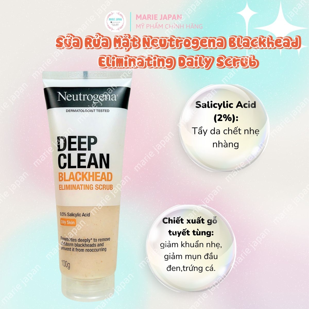 Sữa Rửa Mặt Neutrogena Sạch Sâu Giảm Mụn Siêu Ẩm Mịn Deep Clean Blackhead Eliminating Scrub Tuýp 100G