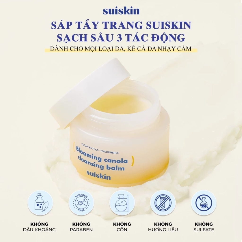 Sáp Tẩy Trang Suiskin Sạch Sâu Loại Bỏ Bã Nhờn Bụi Bẩn Hiệu Qủa Blooming Canola Cleansing Balm Hàn Quốc Hũ 90ml