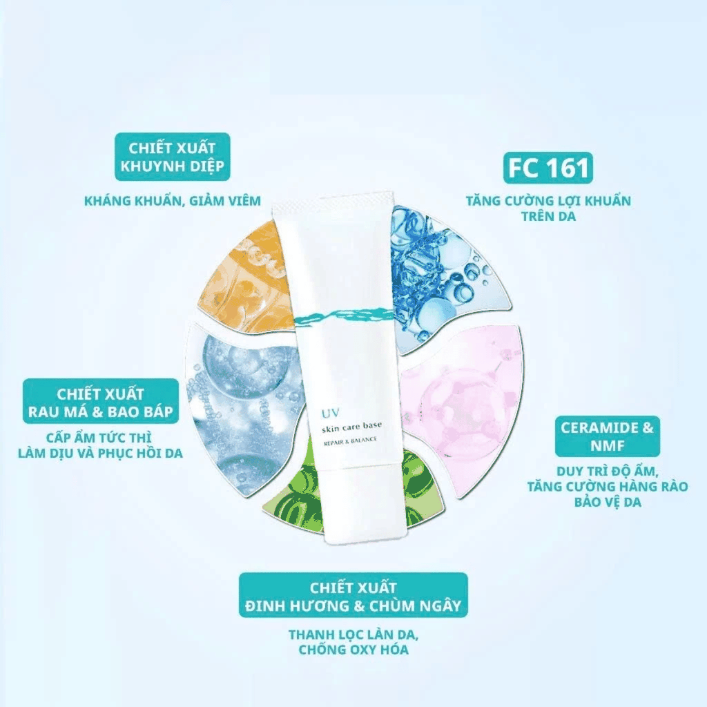 Kem Chống Nắng Meishoku Nâng Tông Sáng Mịn Cho Da Dầu Mụn Nhạy Cảm Cica Skin Care UV Repair & Balance Nhật Bản 40g