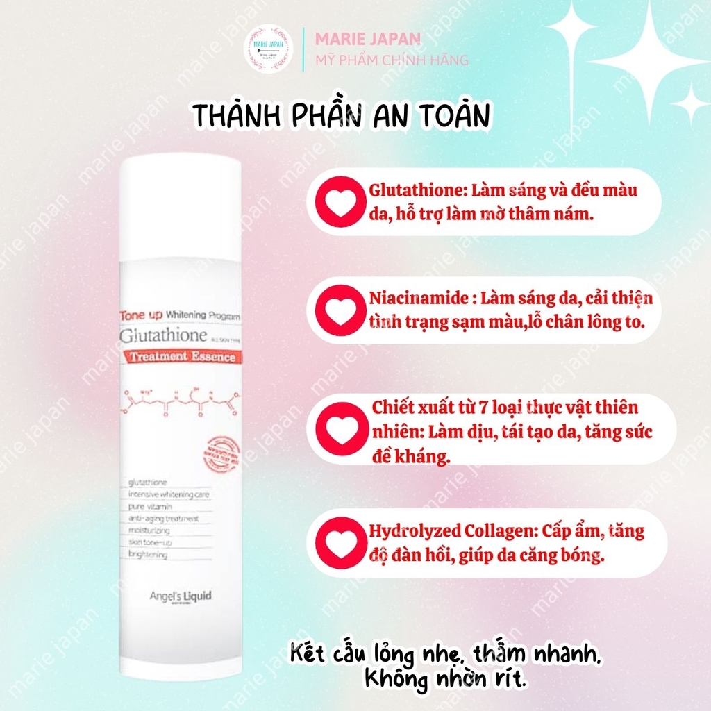 Nước Thần Angel's Liquid Tone Up Glutathione Treatment Essence Dưỡng Trắng Sáng Mờ Thâm Nám Hàn Quốc  Chai 150ml