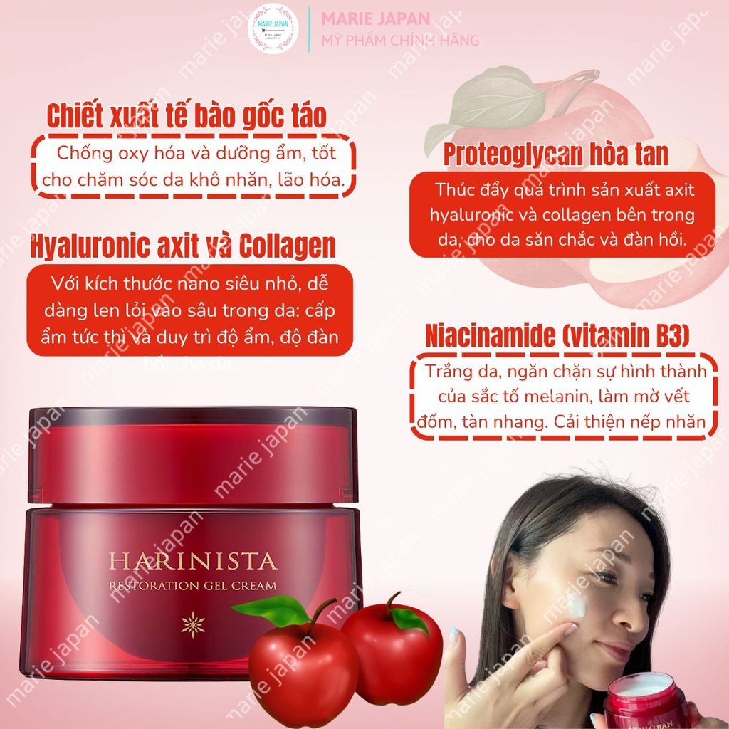 Gel Dưỡng Ẩm Meishoku Harinista Restoration Gel Cream Chống Lão Hóa  Cải Thiện Nếp Nhăn Căng Bóng Da Nhật Bản Hộp 50g