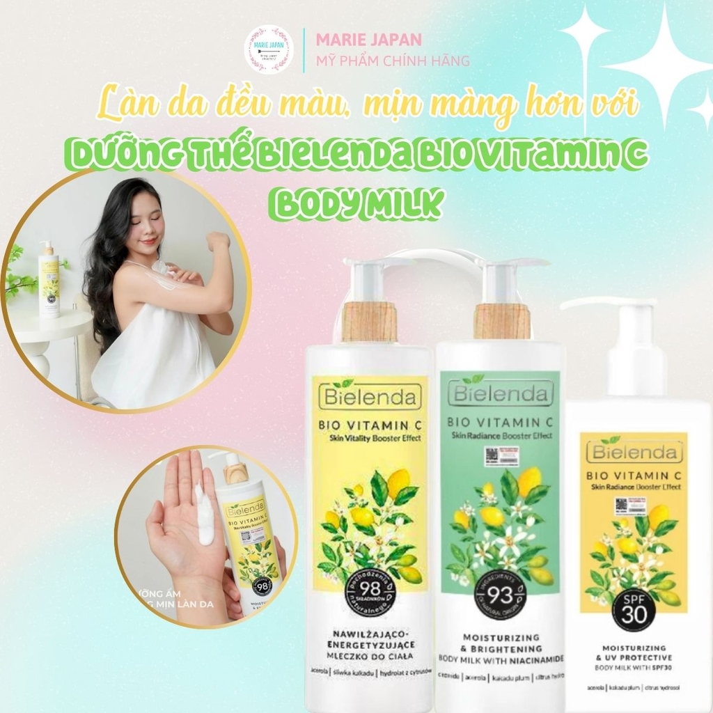 Sữa Dưỡng Thể Trắng Da Bielenda Bio Vitamin C Moisturizing & Toning Body Milk Dưỡng Sáng Căng Bóng Mịn Màng Toàn Thân