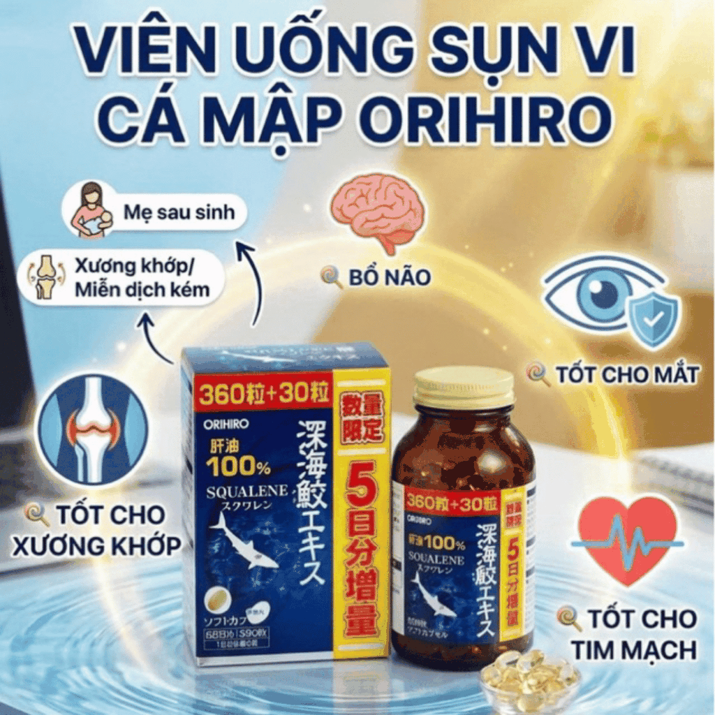 Viên Uống Squalene Sụn Vi Cá Mập Bổ Xương Khớp Orihiro Nhật Bản