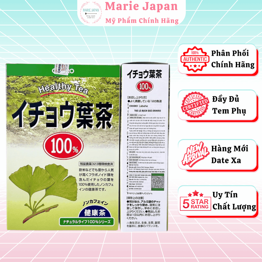 Trà Lá Bạch Quả Ginkgo Biloba Orihiro Hộp 26 gói