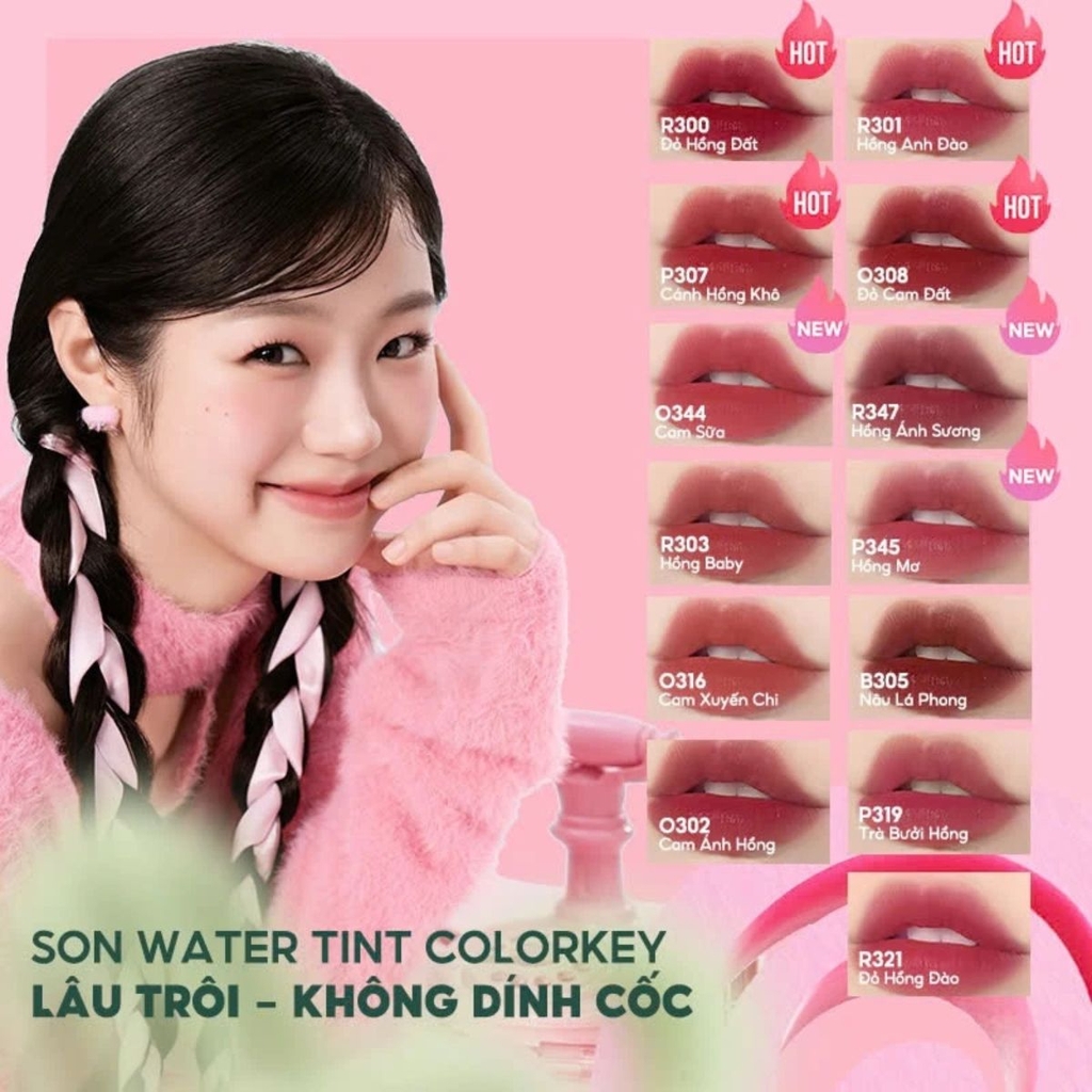 Son Kem Lì Colorkey Soft Matte Water Tint Bền Màu Lâu Trôi Siêu Mịn Môi