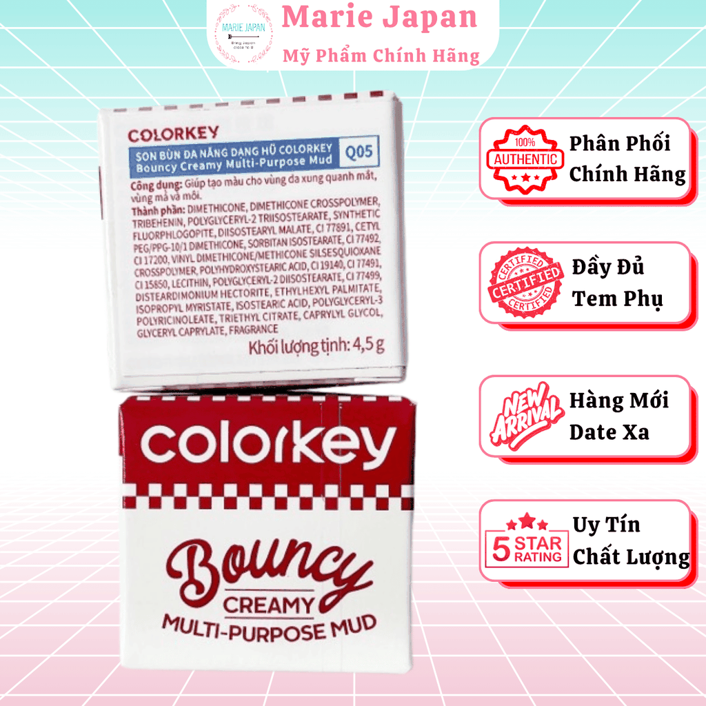 Son Bùn Dạng Hũ Colorkey Mịn Mướt Dễ Tán Bouncy Creamy Multi-Purpose Mud 4.5g