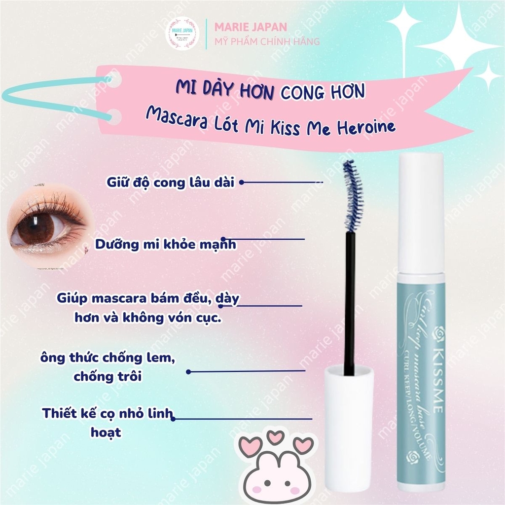 Mascara Lót Nền Kiss Me Siêu Nâng Dài Cong Mi Chống Trôi Heroine Make  Nhật Bản 6,6ml