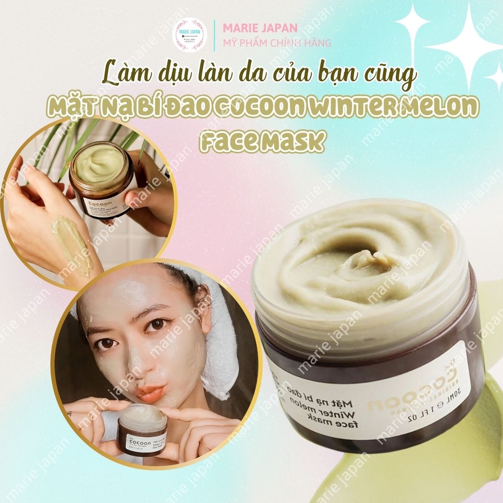 Mặt Nạ Bí Đao Cocoon Winter Melon Face Mask Giảm Mụn Kiểm Soát Dầu Nhờn Dưỡng Ẩm Da Hũ 30ml