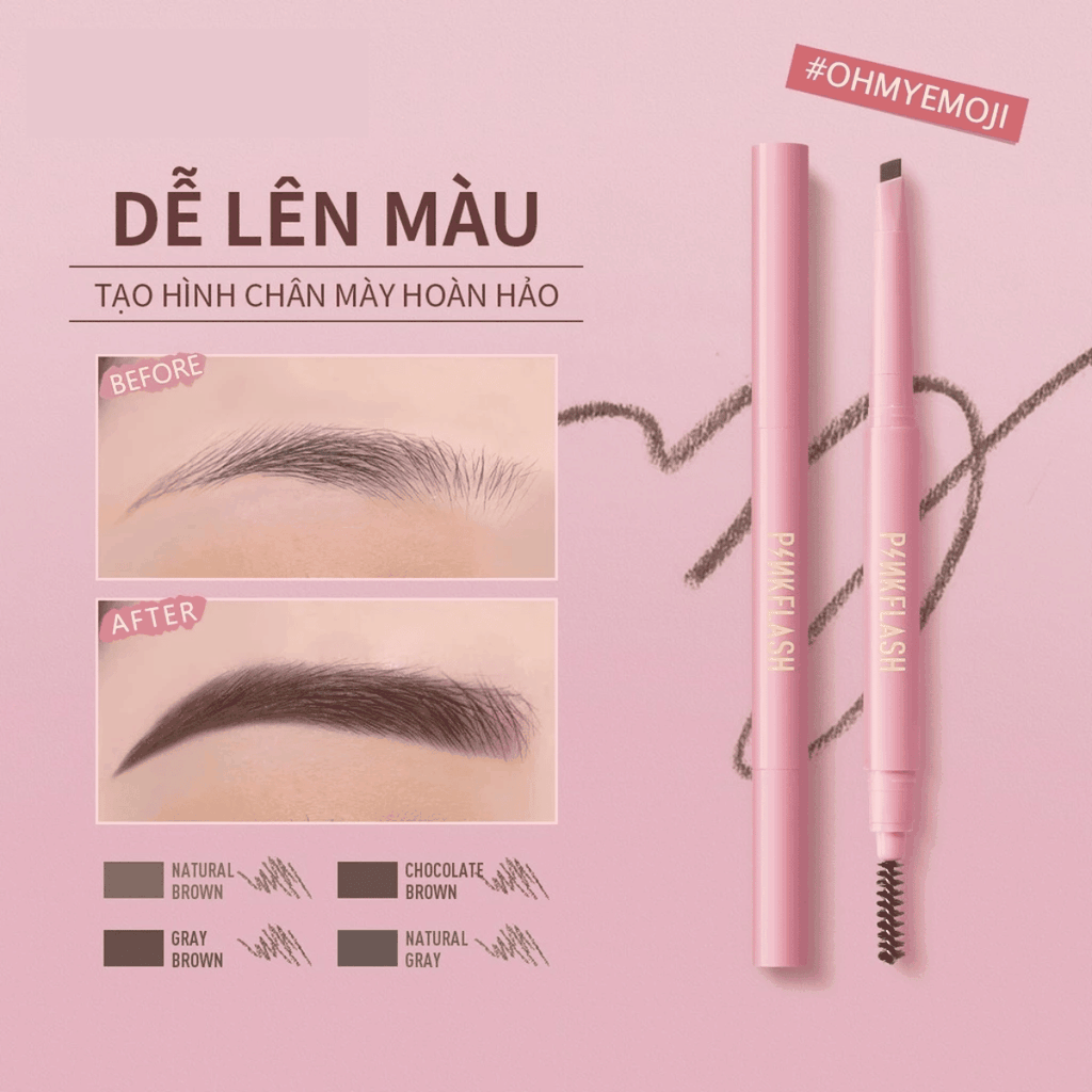 Chì kẻ mày Pinkflash Siêu Bền Màu, Chống Thấm Nước  Waterproof Auto Eyebrow Pencil E09