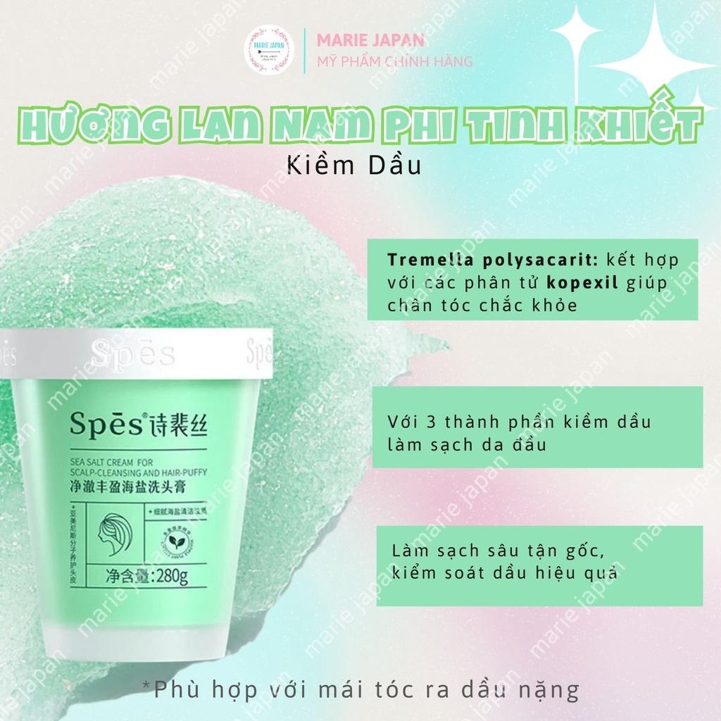 Dầu Gội Tẩy Tế Bào Chết Da Đầu Spes Sạch Gàu Bã Nhờn Dưỡng Ẩm Kiềm Dầu Sea Salt Cream Hũ 280g