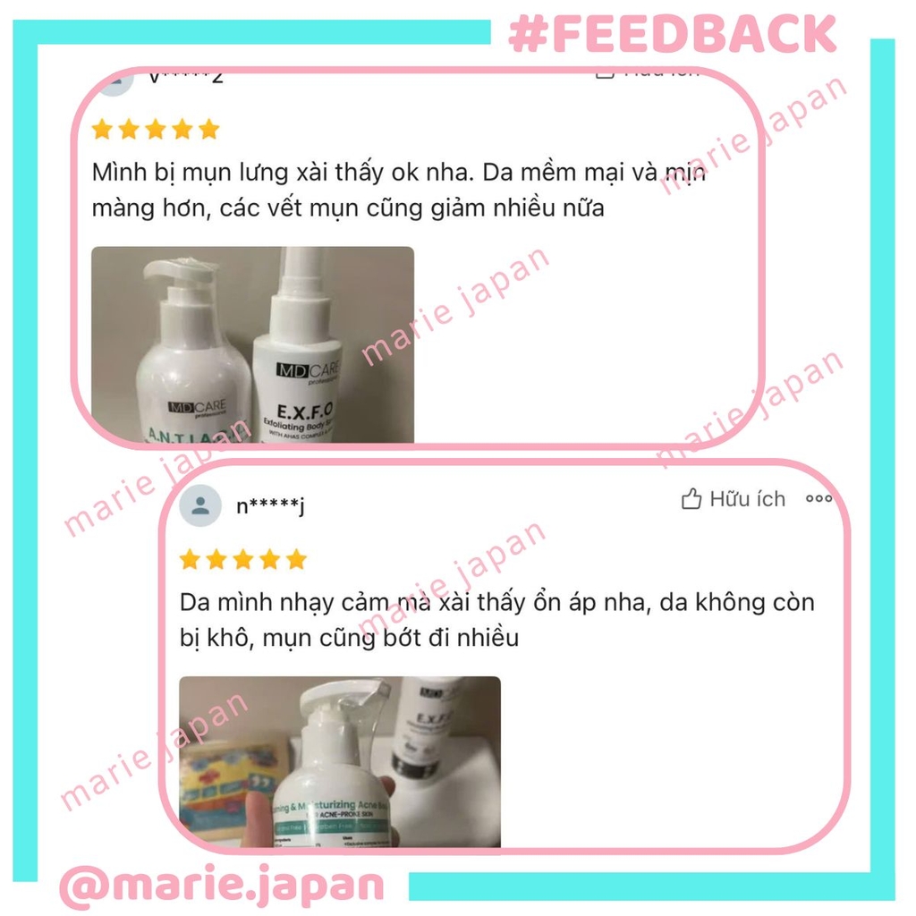 Dưỡng Thể MD CARE Brightening Acne Body Lotion Dưỡng Sáng Da Mờ Thâm Giảm Mụn Cơ Thể Chai 200ml