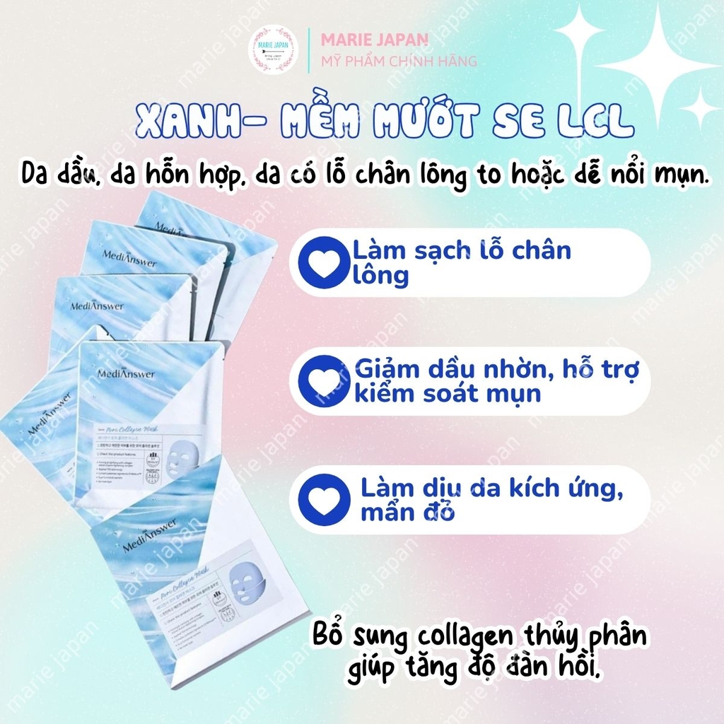 Mặt Nạ Thạch MediAnswer Collagen Cấp Ẩm Sâu Tăng Đàn Hồi Căng Mịn Da Hàn Quốc Hộp 5 Miếng