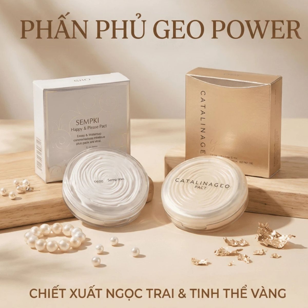 Phấn Phủ Catalina Geo Sempre /Catalina Happy & Please Pact Siêu Mịn Kiềm Dầu  Khô Thoáng Tự Nhiên Hàn Quốc 22g