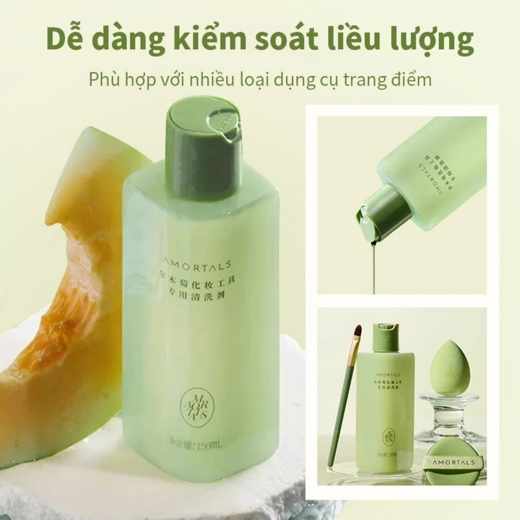 Nước Giặt Cọ Mút Trang Điểm Makeup Amortals Nhĩ Mộc Đào Sạch Nhanh Dịu Nhẹ Khử Khuẩn Hiệu Quả Giữ Dụng Cụ Bền Đẹp