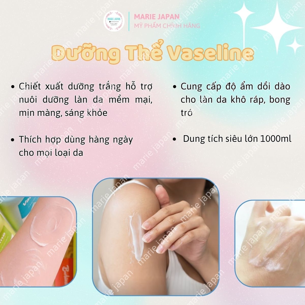 Sữa Dưỡng Thể Vaseline Dưỡng Ẩm Sáng Da Toàn Thân Bản Hàn Quốc 1000ml