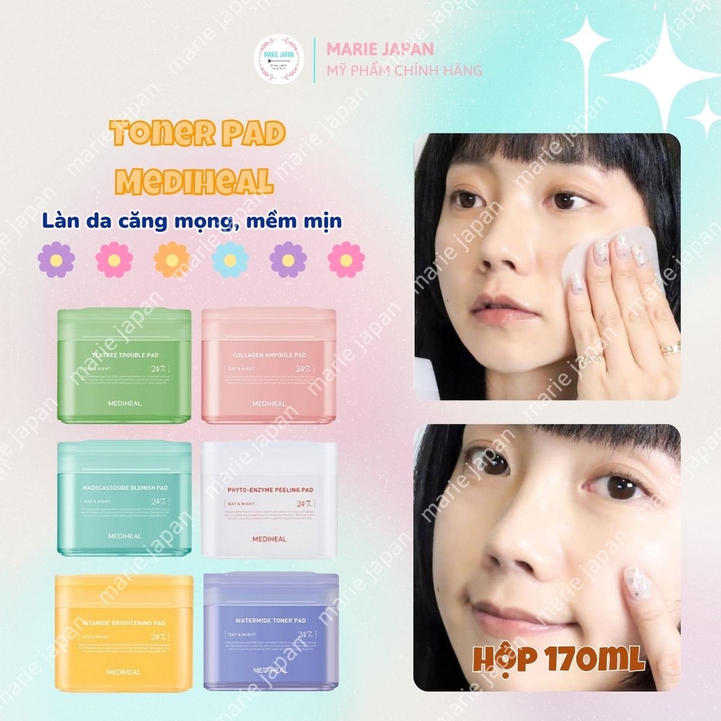 Toner Pad Mediheal Sạch Sâu Dưỡng Ẩm Sáng Da Hàn Quốc Hộp 170ml