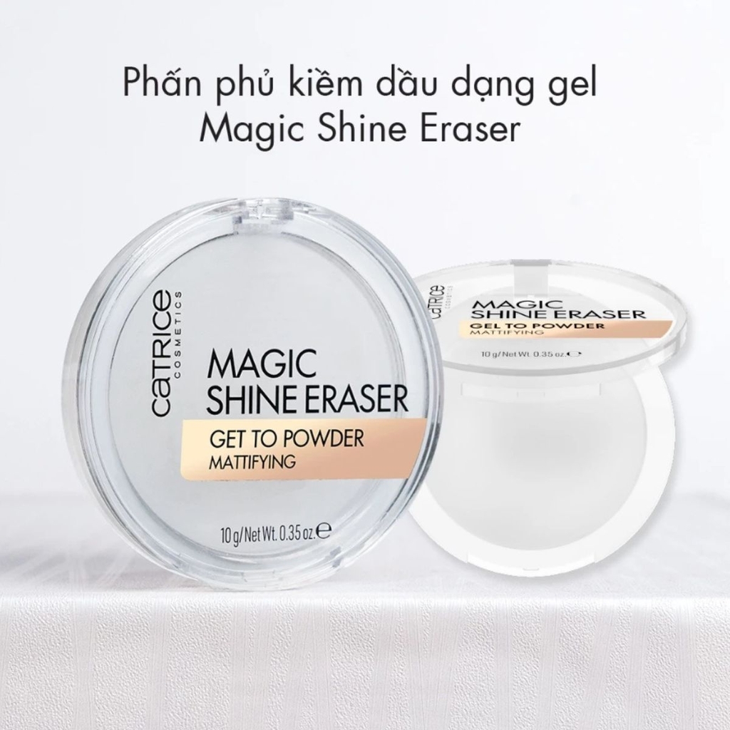 Phấn Phủ Catrice Dạng Gel Kiềm Dầu Che Phủ Lỗ Chân Lông Mờ Mịn Tự Nhiên Magic Shine Eraser Gel To Powder 10g- TẶNG 1 MIẾNG DÁN TÓC CATRICE