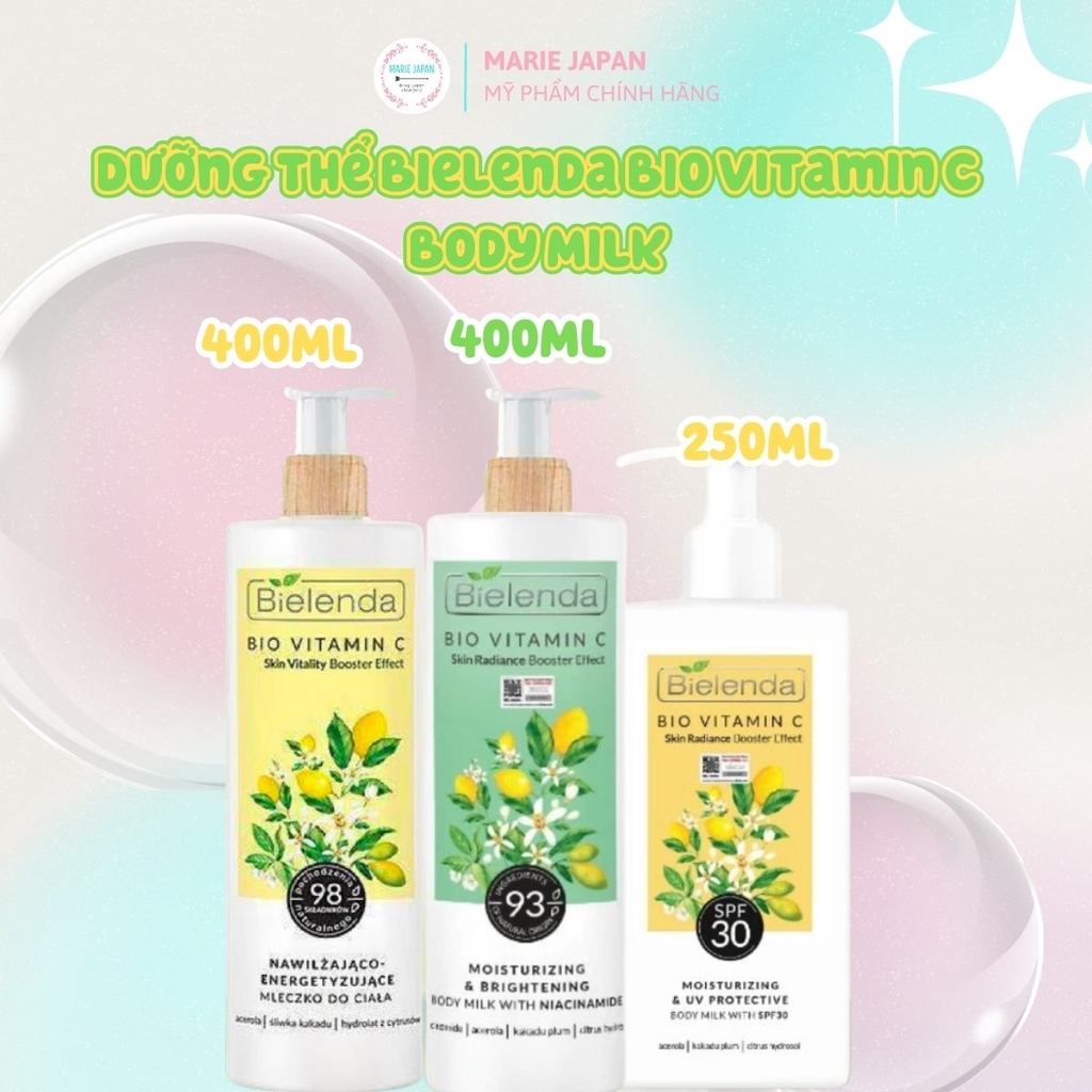 Sữa Dưỡng Thể Trắng Da Bielenda Bio Vitamin C Moisturizing & Toning Body Milk Dưỡng Sáng Căng Bóng Mịn Màng Toàn Thân