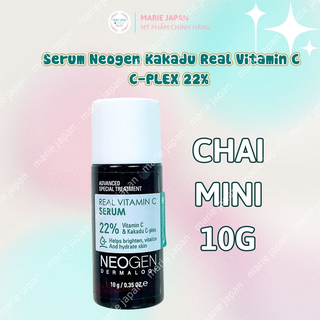 Serum Neogen Real Vitamin C 22% Vitamin C Kakadu Dưỡng Ẩm Trắng Da Mờ Thâm Hàn Quốc Mini 10g