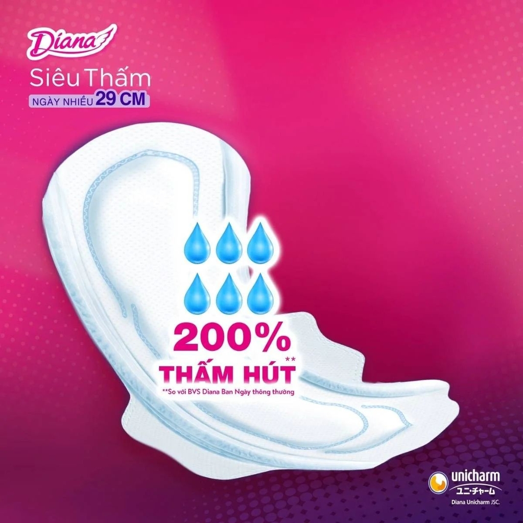 Băng Vệ Sinh Unicharm Diana Siêu Mỏng Có Cánh Siêu Thấm Khô Thoáng Thoải Mái