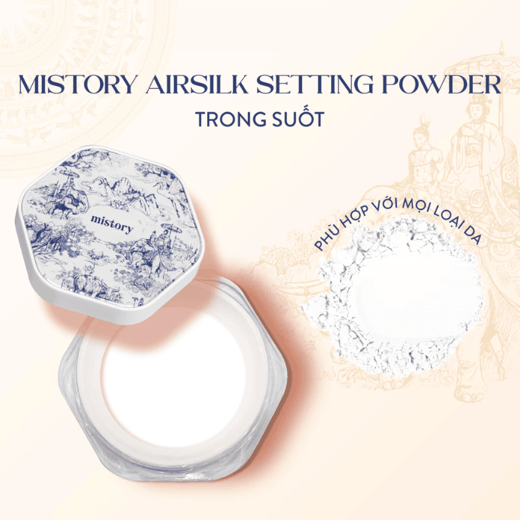 [MUA 1 TẶNG 1] Phấn Phủ Bột Lụa Mistory Mỏng Mịn, Hạn Chế Mốc Nền, Kiểm Soát Dầu 9g-TẶNG MÁ HỒNG MISTORY