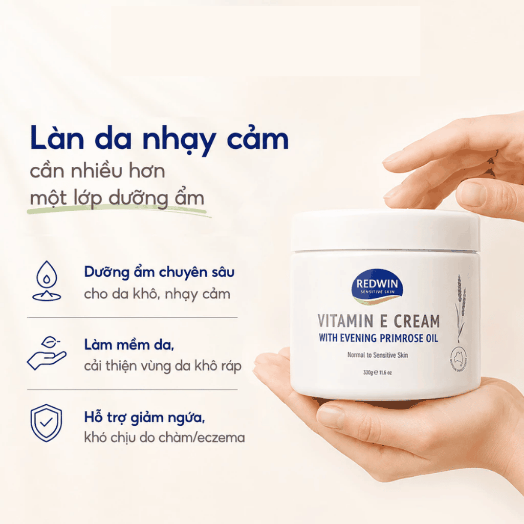 Kem Dưỡng Ẩm Redwin Vitamin E Cream Siêu Mềm Mịn Phục Hồi Da MẪU MỚI 330g