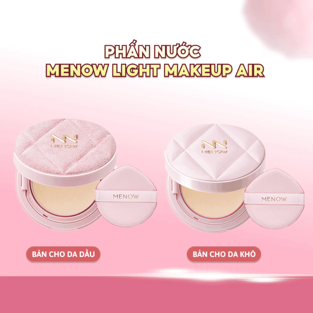 [MUA 1 TẶNG 1] Phấn Nước MENOW Finish Mỏng Nhẹ Mịn Màng Light Makeup Air Cushion Cream Pink Series 12g TẶNG BẢNG PHẤN 4Ô