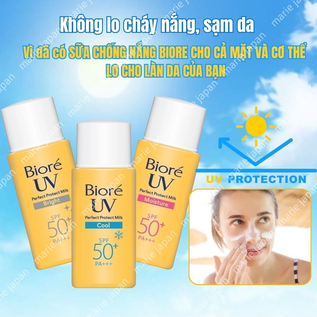 Kem Chống Nắng Biore UV Dạng Sữa Sáng Mịn Da Perfect Protect Milk/ Smooth Velvet UV Nhật Bản