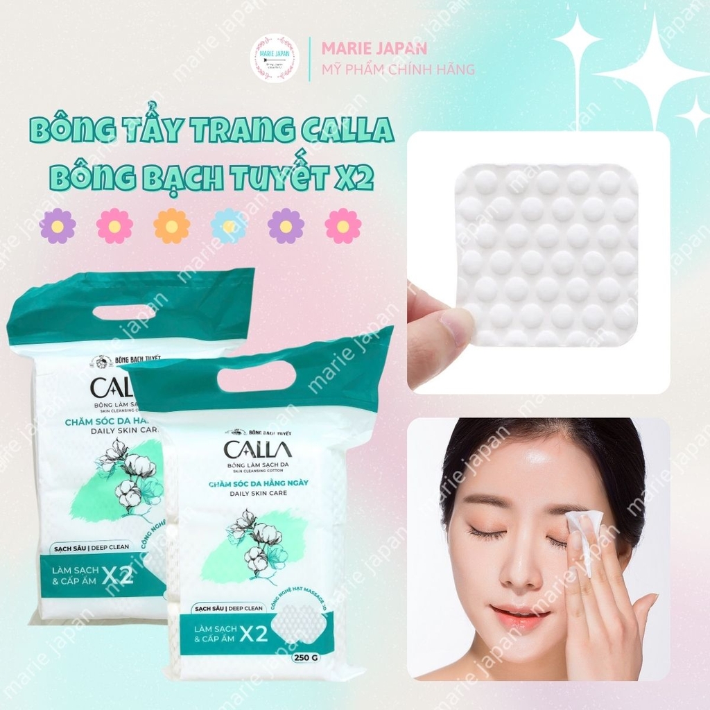 Bông Tẩy Trang Calla Bông Bạch Tuyết Siêu Mềm Mịn Sạch Sâu Cấp Ẩm An Toàn Cho Da